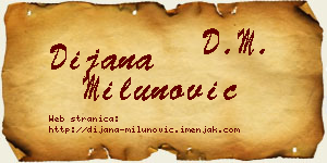 Dijana Milunović vizit kartica